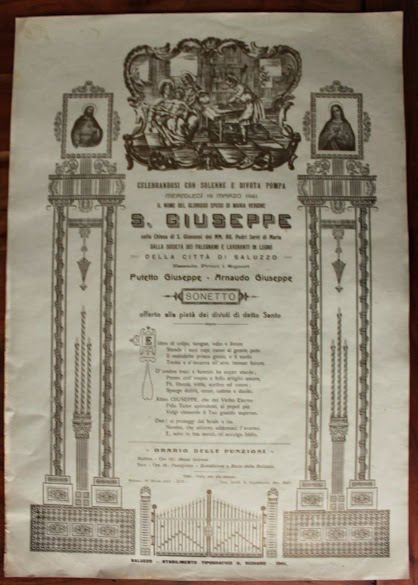 Manifesto devozionale Saluzzo - San Giuseppe - preghiera devoti 1941