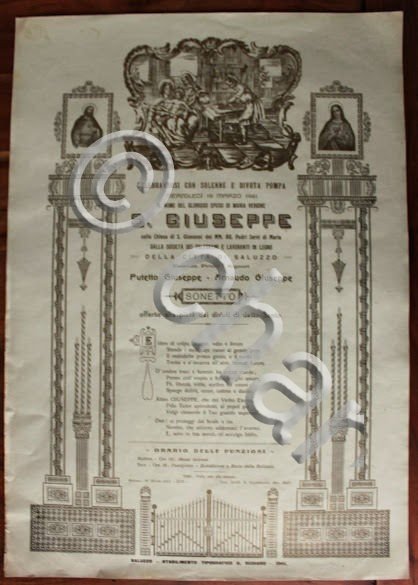 Manifesto devozionale Saluzzo - San Giuseppe - preghiera devoti 1941