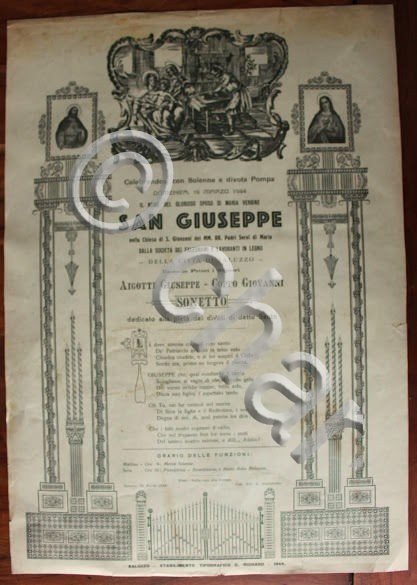 Manifesto devozionale Saluzzo - San Giuseppe - preghiera devoti 1944