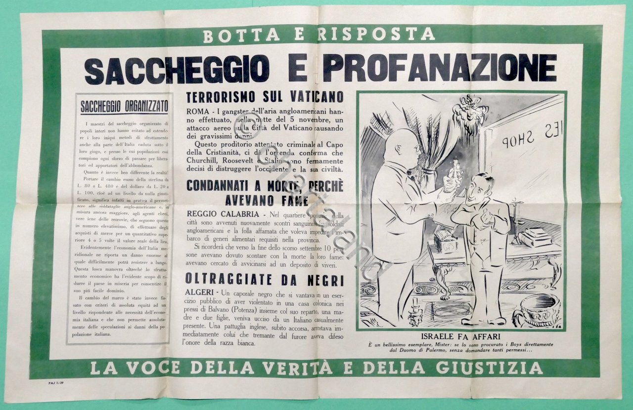 Manifesto Originale R.S.I. - Saccheggio e profanazione - Gennaio 1944 … | Immagine principale