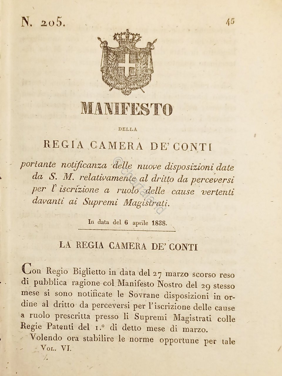 Manifesto Regia Camera De Conti - Ruolo delle cause vertenti …