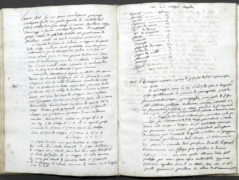 Manoscritto sui Bachi da Seta secondo le regole del Conte …