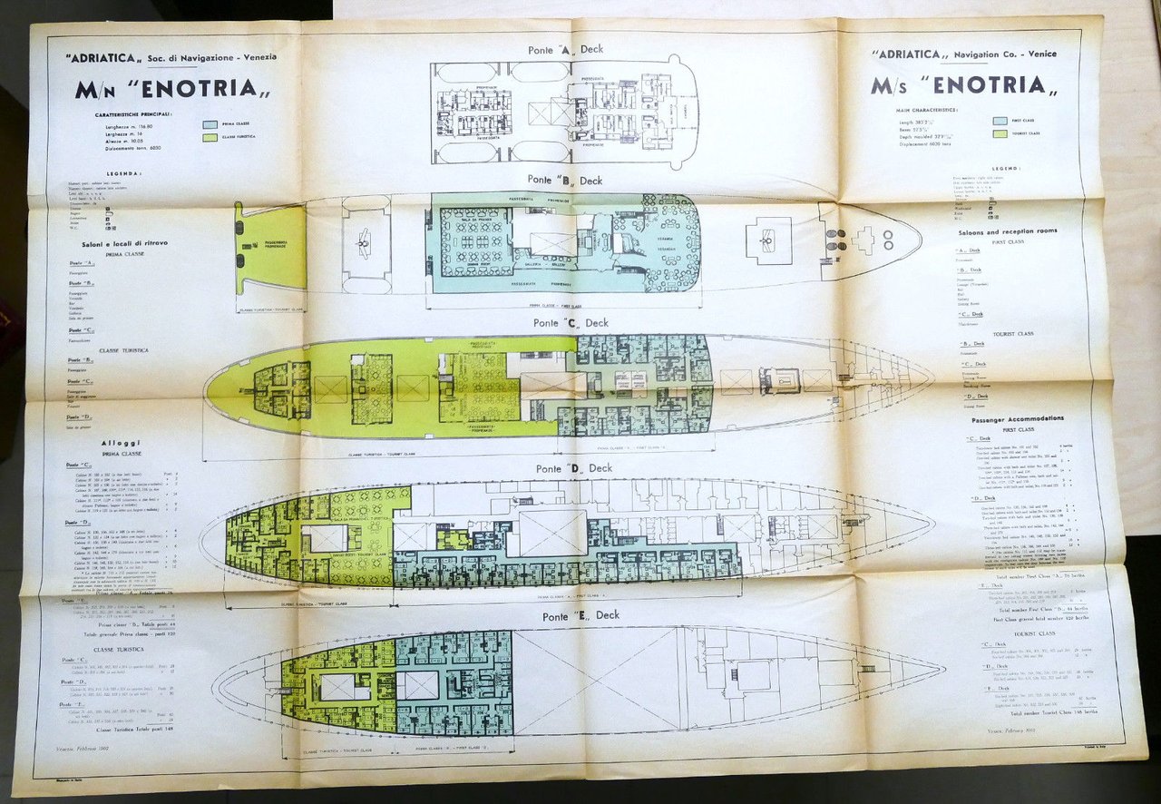 Marina - Piano alloggio passeggeri M/n Enotria - Società Adriatica … | Immagine principale