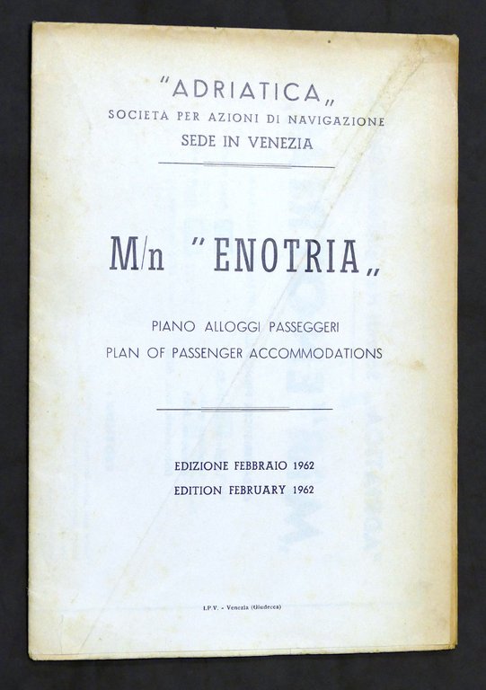 Marina - Piano alloggio passeggeri M/n Enotria - Società Adriatica … | Immagine Gallery 2