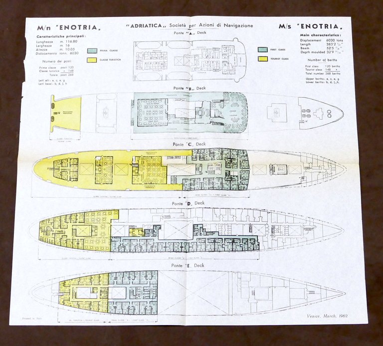 Marina - Piano alloggio passeggeri M/n Enotria - Società Adriatica … | Immagine Gallery 3