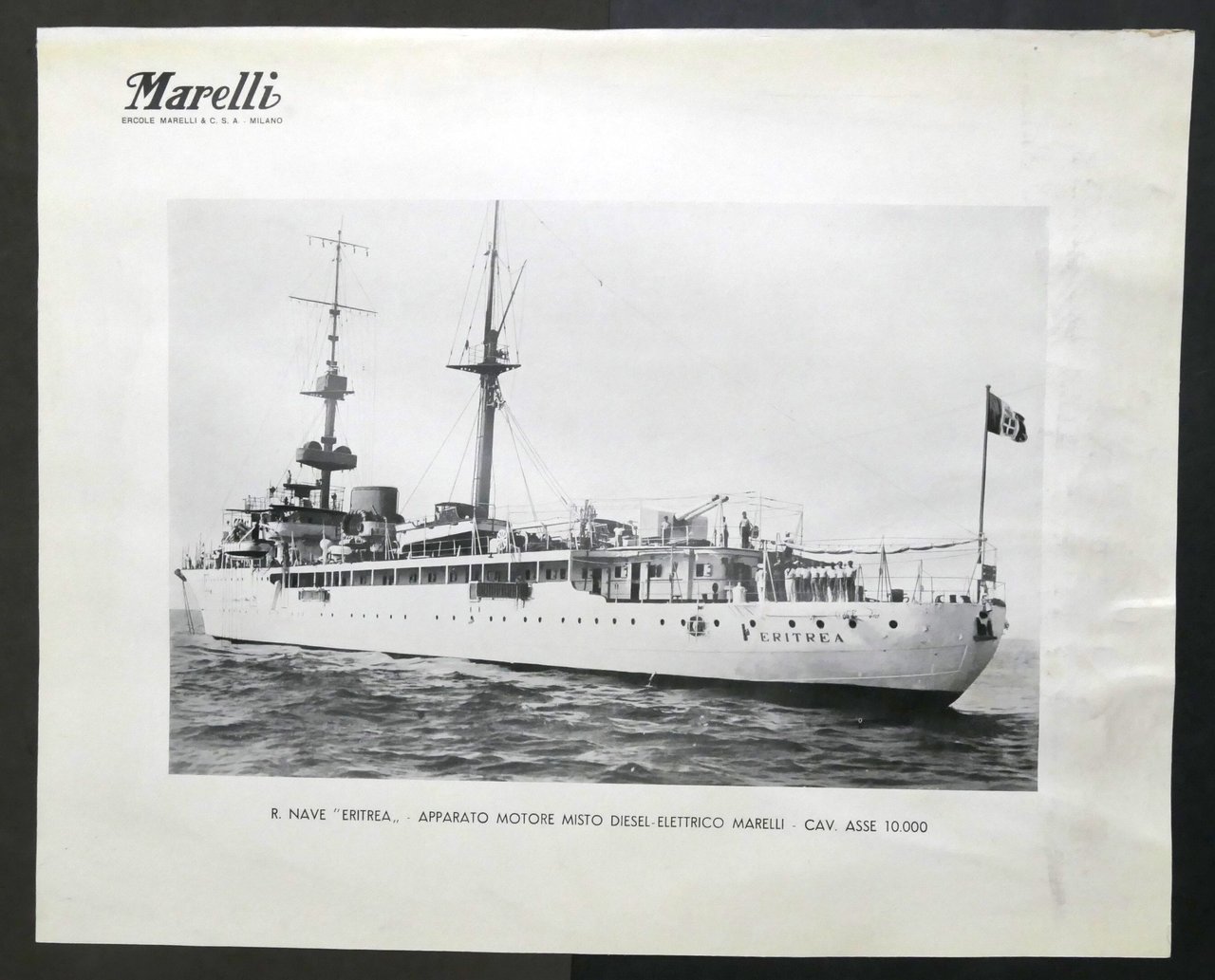 Marina Militare - Stampa R. Nave Eritrea motore diesel-elettrico Marelli …