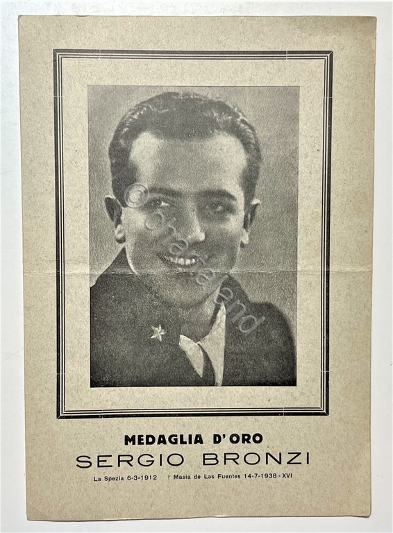 Medaglia d'Oro - Sergio Bronzi - 1912 - 1938