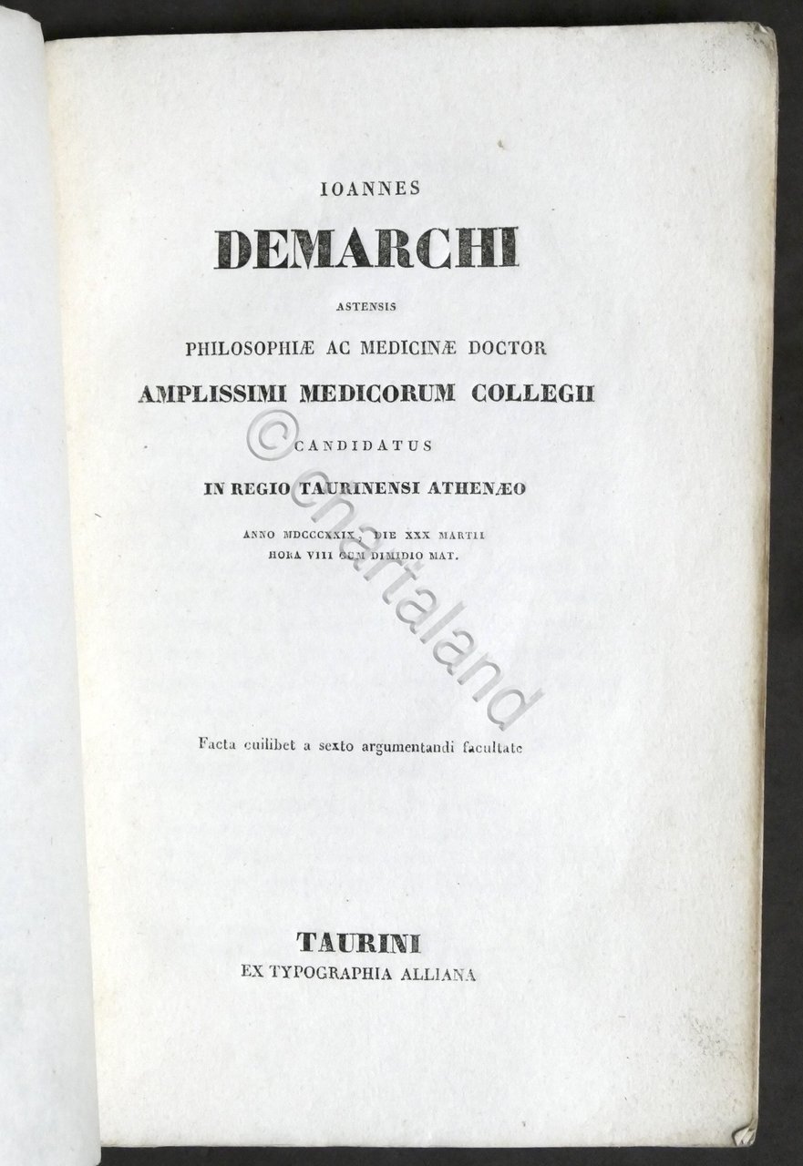 Medicina - Ioannes Demarchi Astensis philosophiae ac medicinae - 1^ …