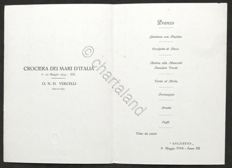 Menù Crociera dei Mari d'Italia - O.N.D. Vercelli - Nave …