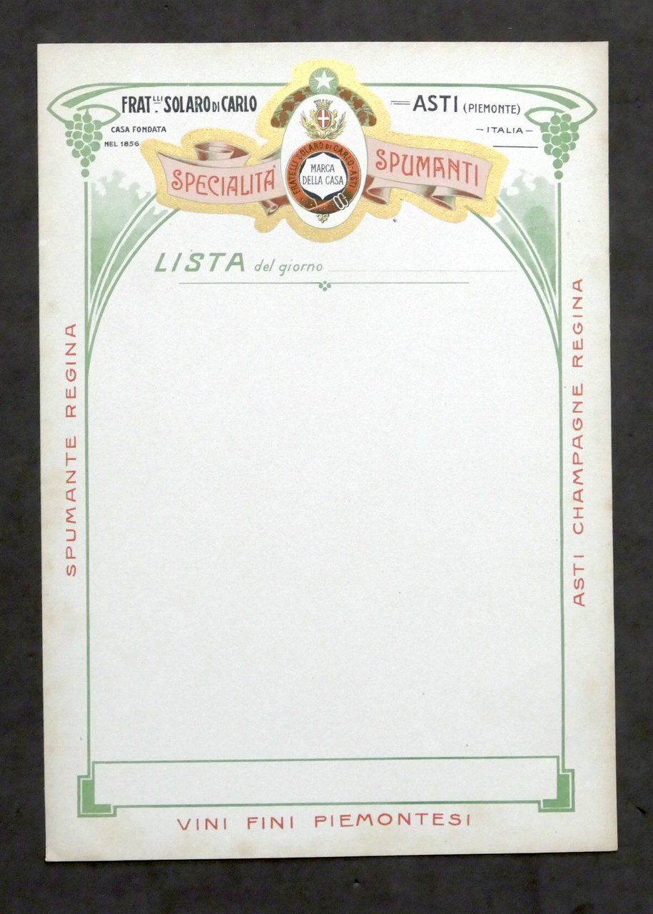 Menu F.lli Solaro di Carlo - Asti - Vini e …