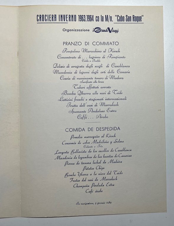Menu Viaggi Crociera di Capodanno - M/N Cabo San Roque …