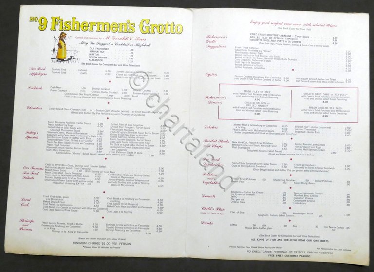 Menù vintage - No 9 Fishermen's Grotto - San Francisco … | Immagine Gallery 2