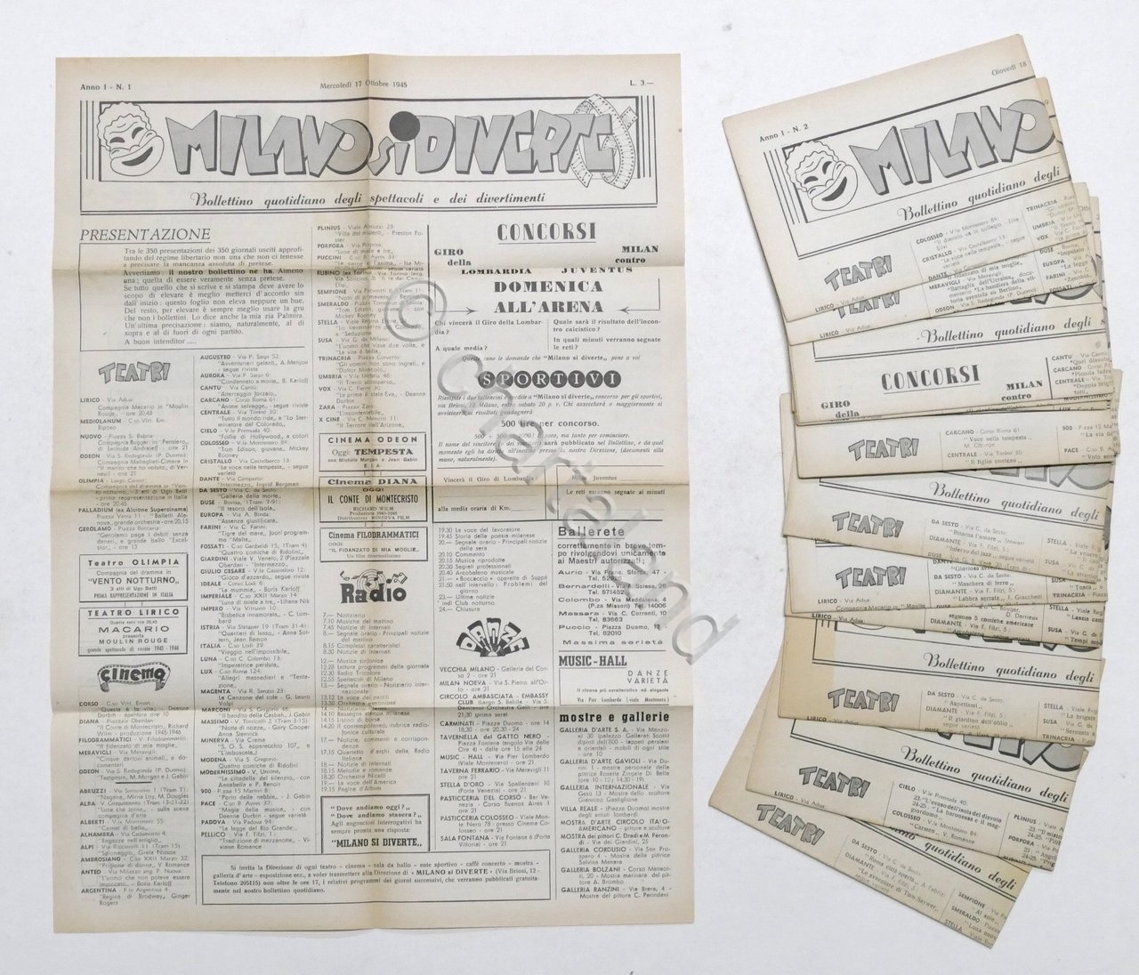 Milano si Diverte Bollettino quotidiano spettacoli divertimenti Anno I completo