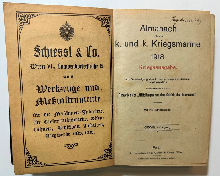 Militaria - Almanach für die k. und k. kriegsmarine 1918 …