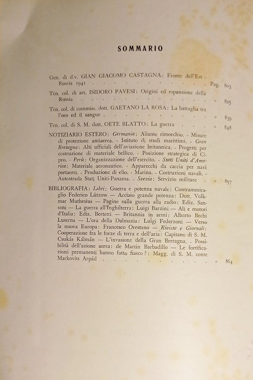 Militaria - Rassegna di Cultura Militare N. 10 - 1941 …