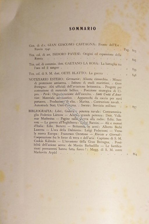 Militaria - Rassegna di Cultura Militare N. 10 - 1941 …