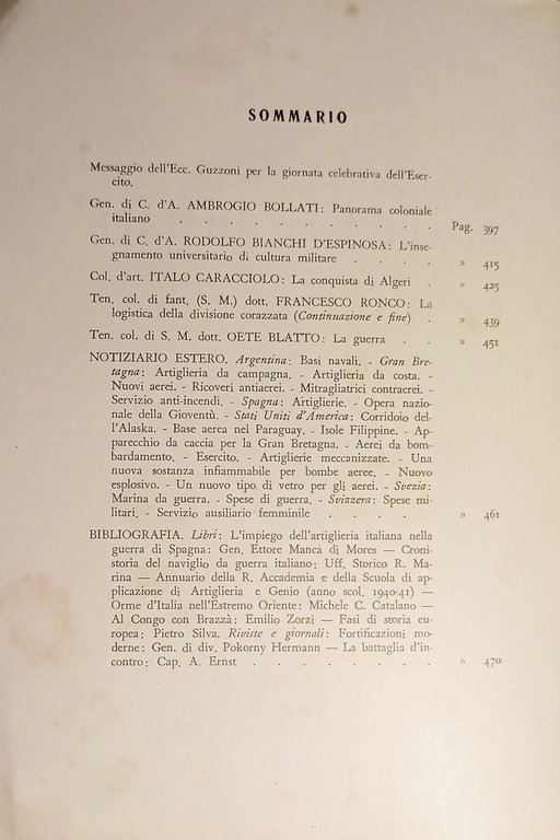 Militaria - Rassegna di Cultura Militare N. 5 - 1941 …