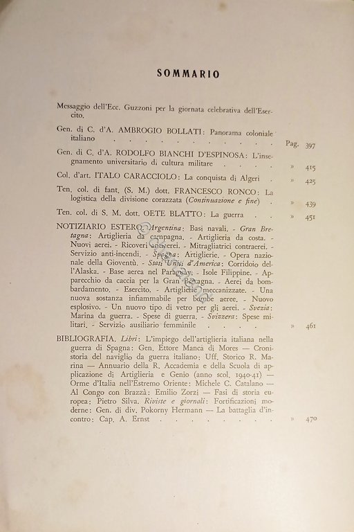 Militaria - Rassegna di Cultura Militare N. 5 - 1941 …