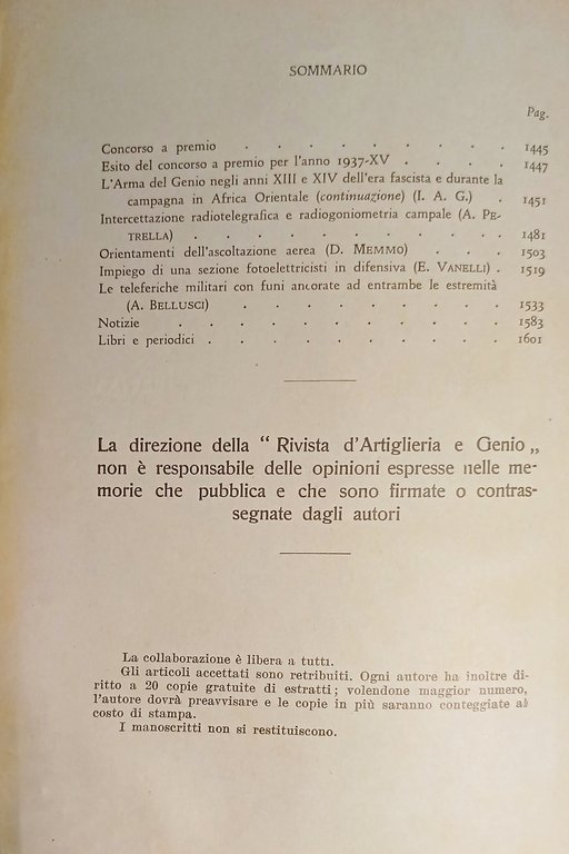Militaria - Rivista di Artiglieria e Genio - Fascicolo VI …