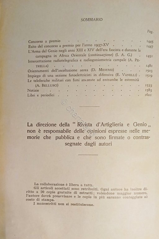 Militaria - Rivista di Artiglieria e Genio - Fascicolo VI …