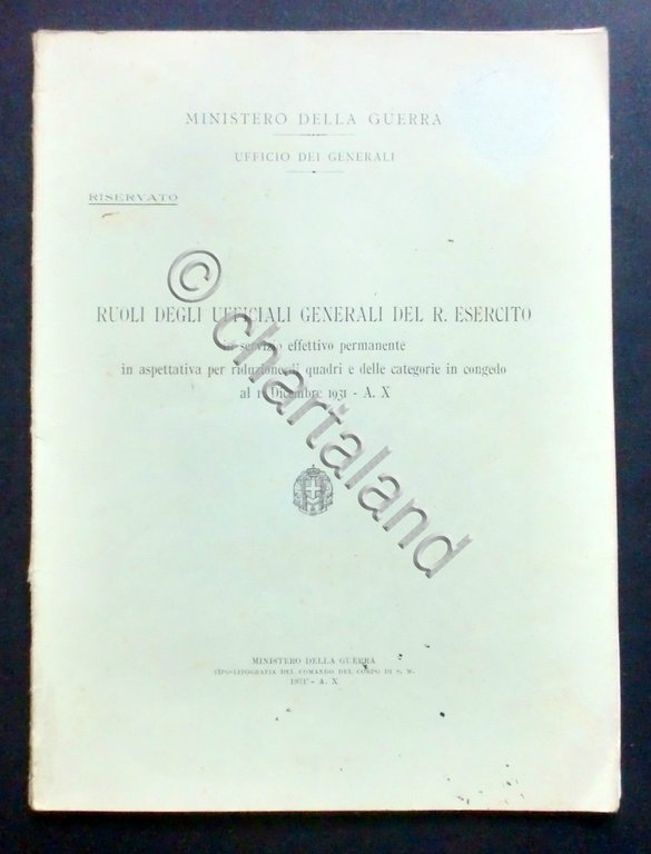 Militaria - Ruoli degli Ufficiali Generali del R. Esercito - …