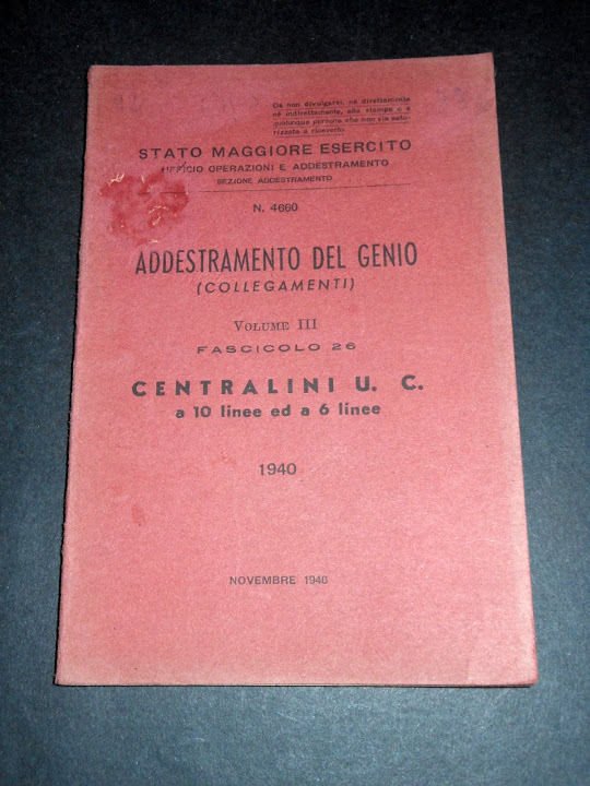 Militaria Addestramento del Genio Centralini U.C. a 10 e a …