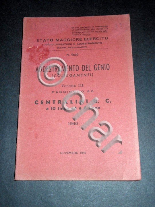 Militaria Addestramento del Genio Centralini U.C. a 10 e a …