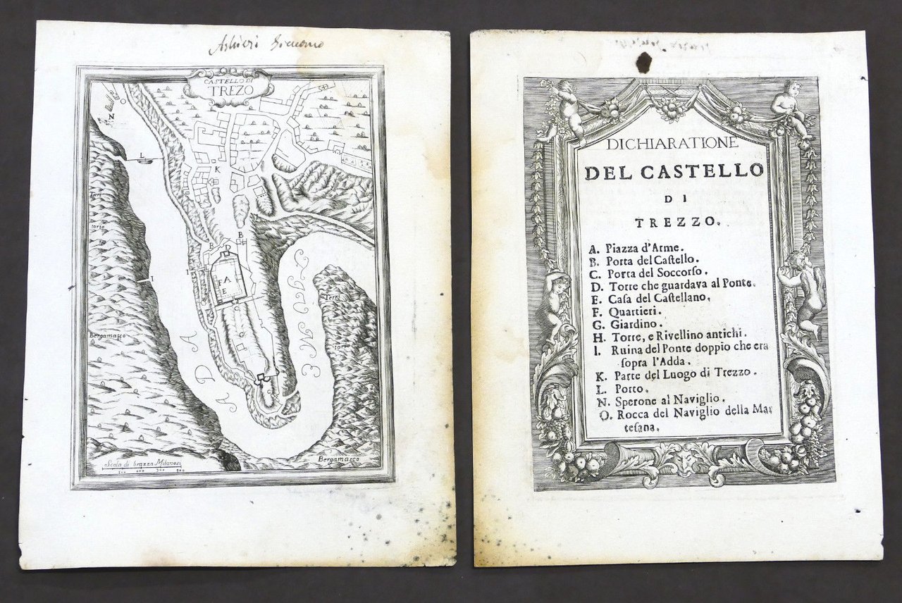 Stampa fortificazioni - Pianta Castello di Trezzo - G.B. Sesti …