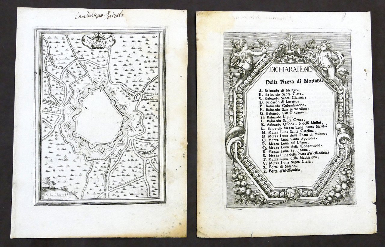 Stampa fortificazioni - Pianta città di Mortara - G.B. Sesti …