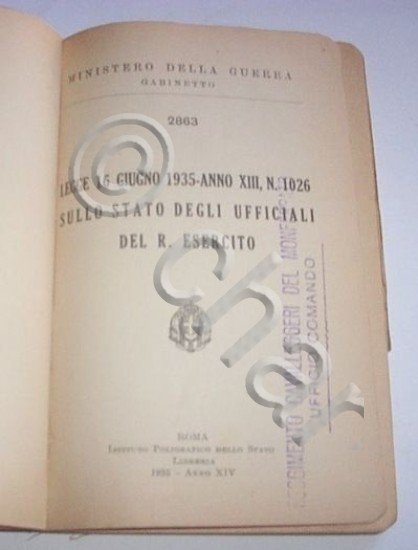 Militaria Legge stato Ufficiali - ed. 1935