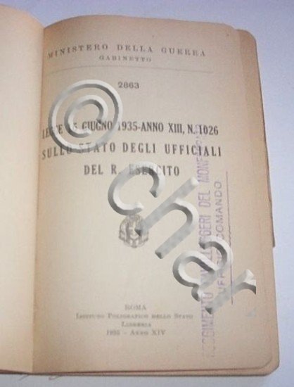 Militaria Legge stato Ufficiali - ed. 1935