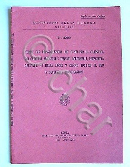 Militaria Modifiche Classifica Ufficiali Esercito 1937