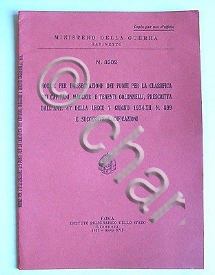 Militaria Modifiche Classifica Ufficiali Esercito 1937