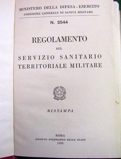 Militaria Regolamento Servizio Sanitario Militare 1958
