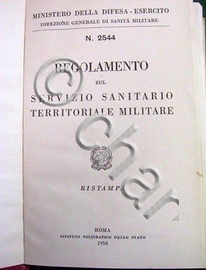 Militaria Regolamento Servizio Sanitario Militare 1958