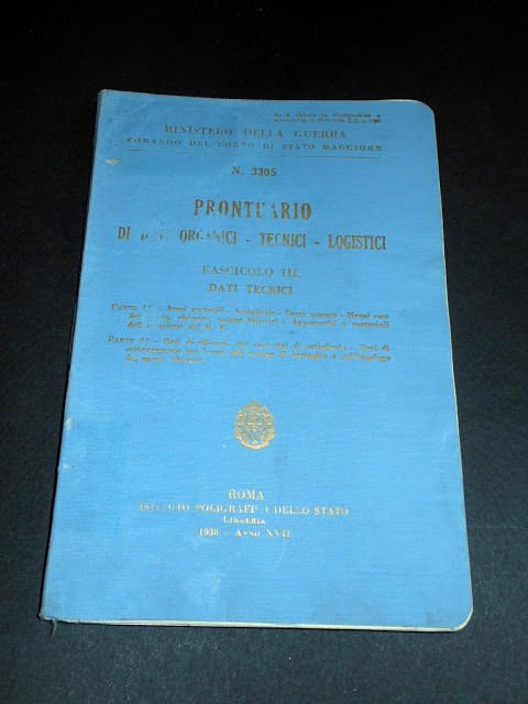 Militaria Strategia Prontuario dati organici tecnici logistici (fasc.3°) 1938 #1 | Immagine principale