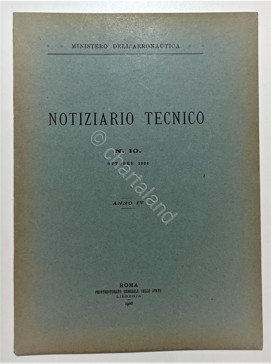 Ministero dell'Aeronautica - Notiziario Tecnico N. 10 - Ottobre 1926