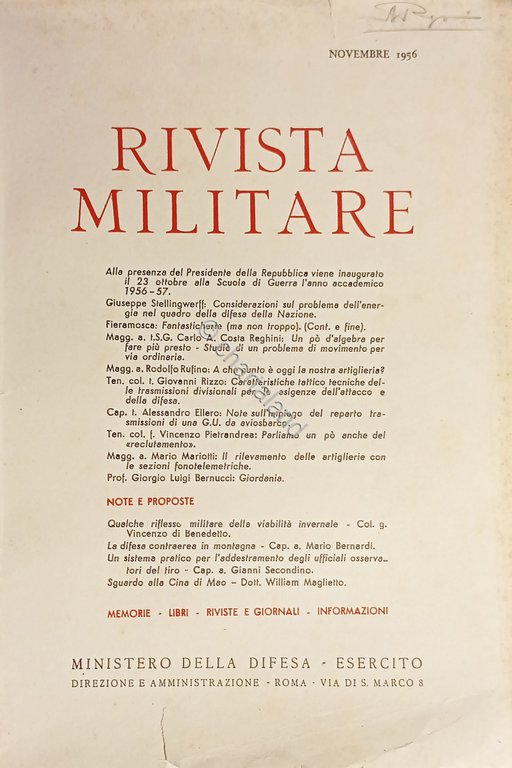 Ministero della Difesa - Esercito - Rivista Militare - Novembre …