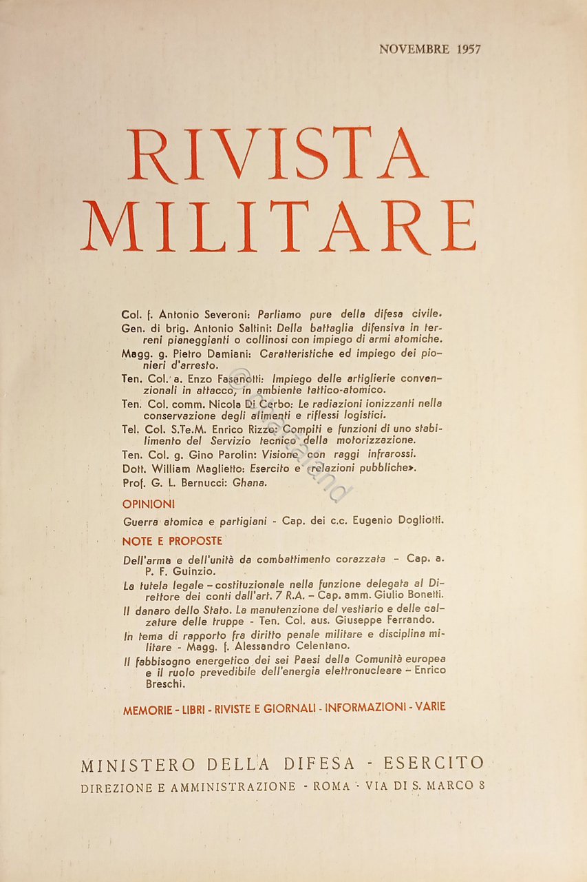 Ministero della Difesa - Esercito - Rivista Militare - Novembre …
