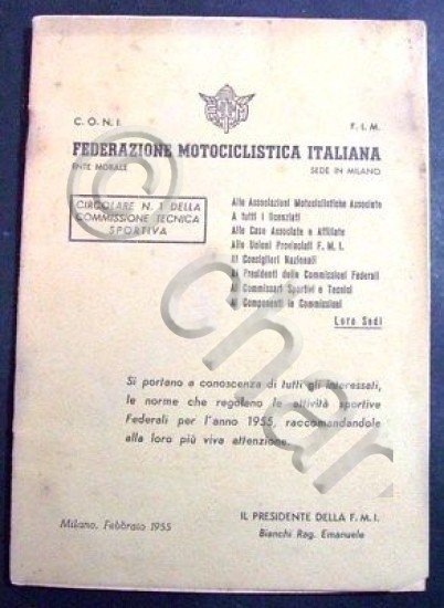 Motociclismo - FIM - Circolare N. 1 Commissione Tecnica Sportiva …