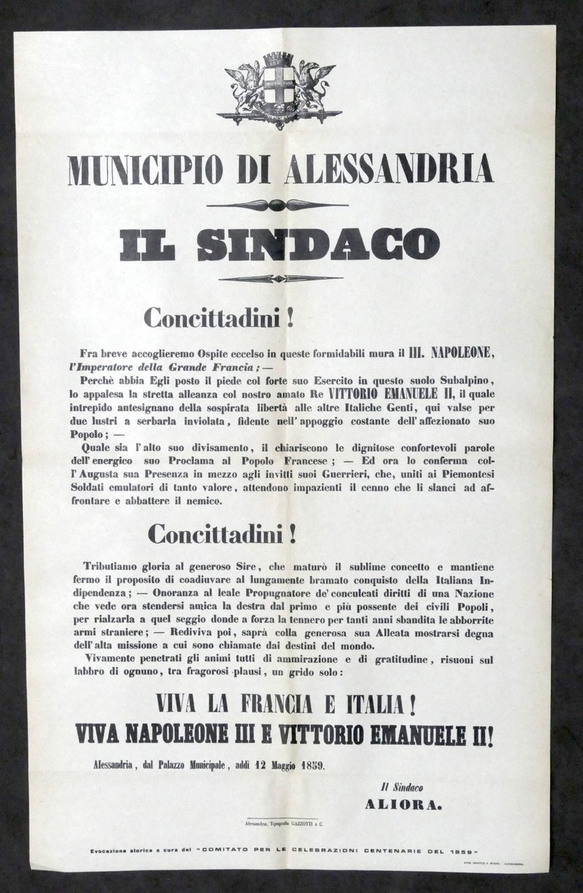 Municipio di Alessandria - Avviso di accoglienza per Napoleone III … | Immagine principale