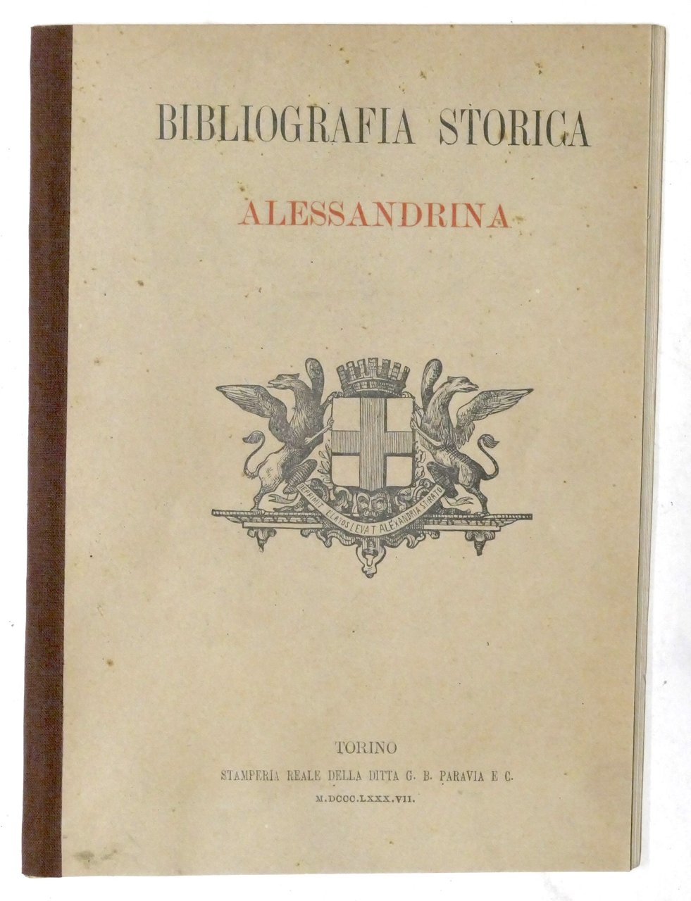 Municipio di Alessandria - Bibliografia Storica Alessandrina - 1887 | Immagine principale