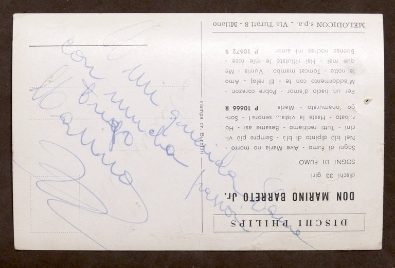 Musica - Autografo del cantante Don Marino Barreto Jr. - …