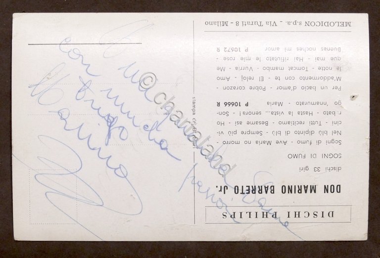 Musica - Autografo del cantante Don Marino Barreto Jr. - …