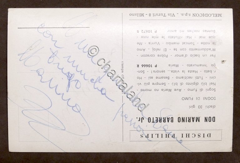 Musica - Autografo del cantante Don Marino Barreto Jr. - …