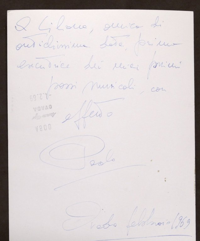 Musica - Autografo del direttore d?orchestra Paolo Peloso - 1969