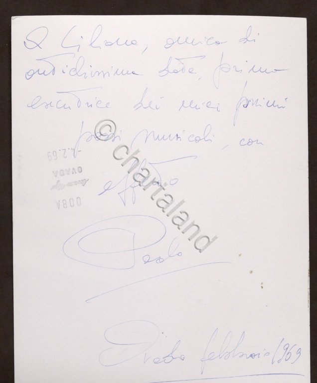 Musica - Autografo del direttore d?orchestra Paolo Peloso - 1969