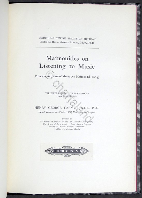 Musica - Farmer - Maimonides on Listening to Music - … | Immagine Gallery 1