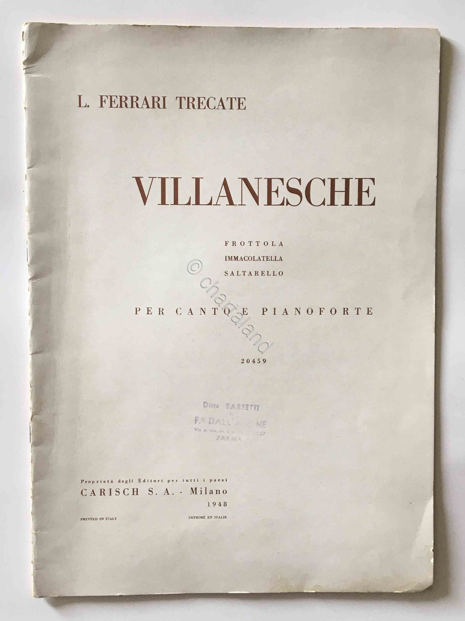 Musica - L. Ferrari Trecate - Villanesche - Spartito - …