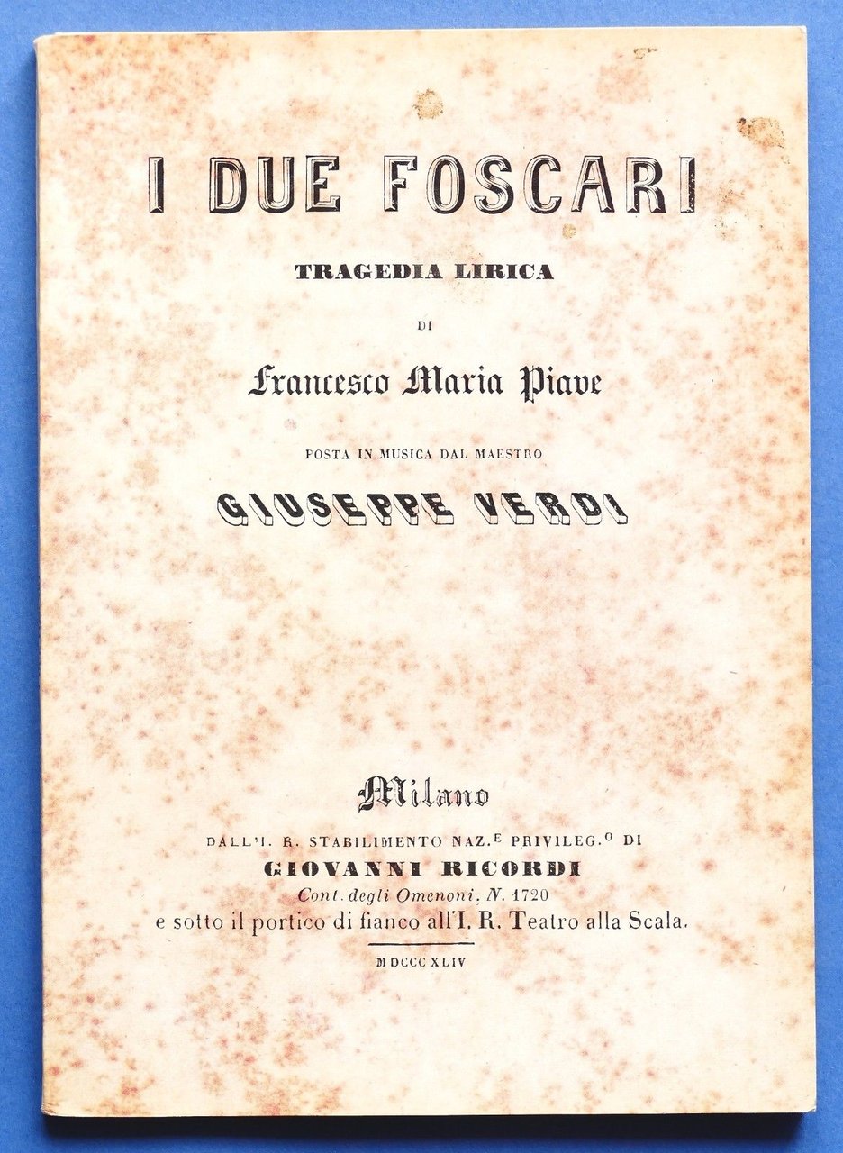 Musica - Libretto Opera I due Foscari - G. Verdi … | Immagine principale